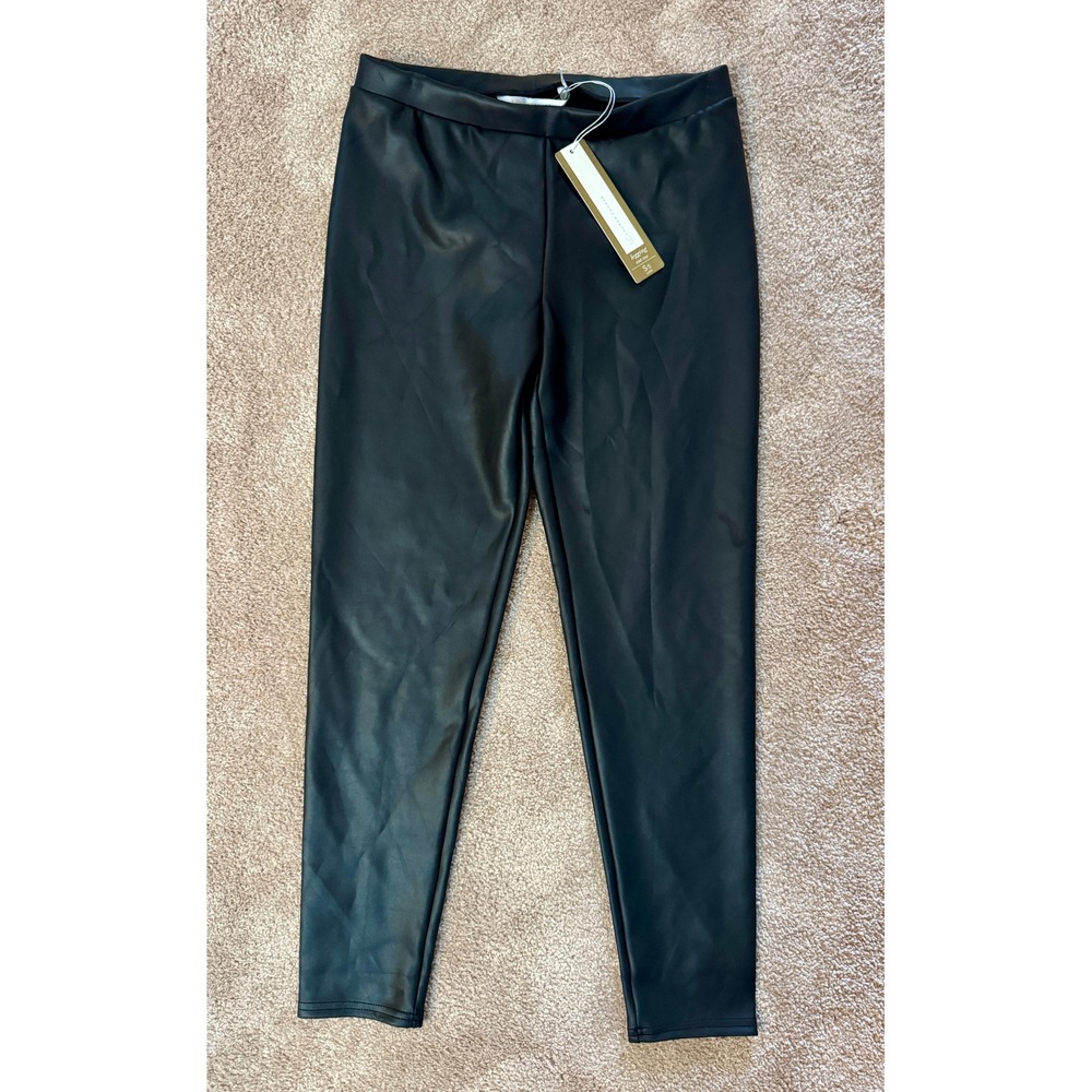 NWT Kohl's Black Mid Rise‎ Skinny Leg Faux Leather Leggings Women's S